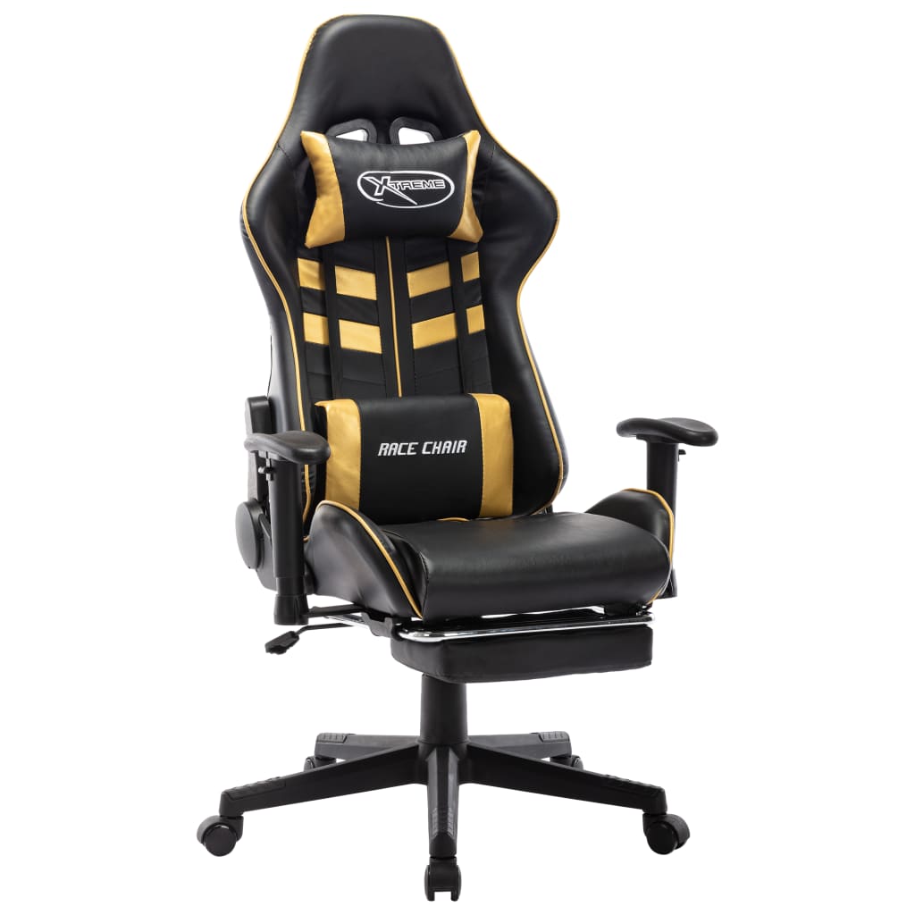 Scaun Gaming Cu Suport Picioare, Negru/Oranj, Piele Ecologică