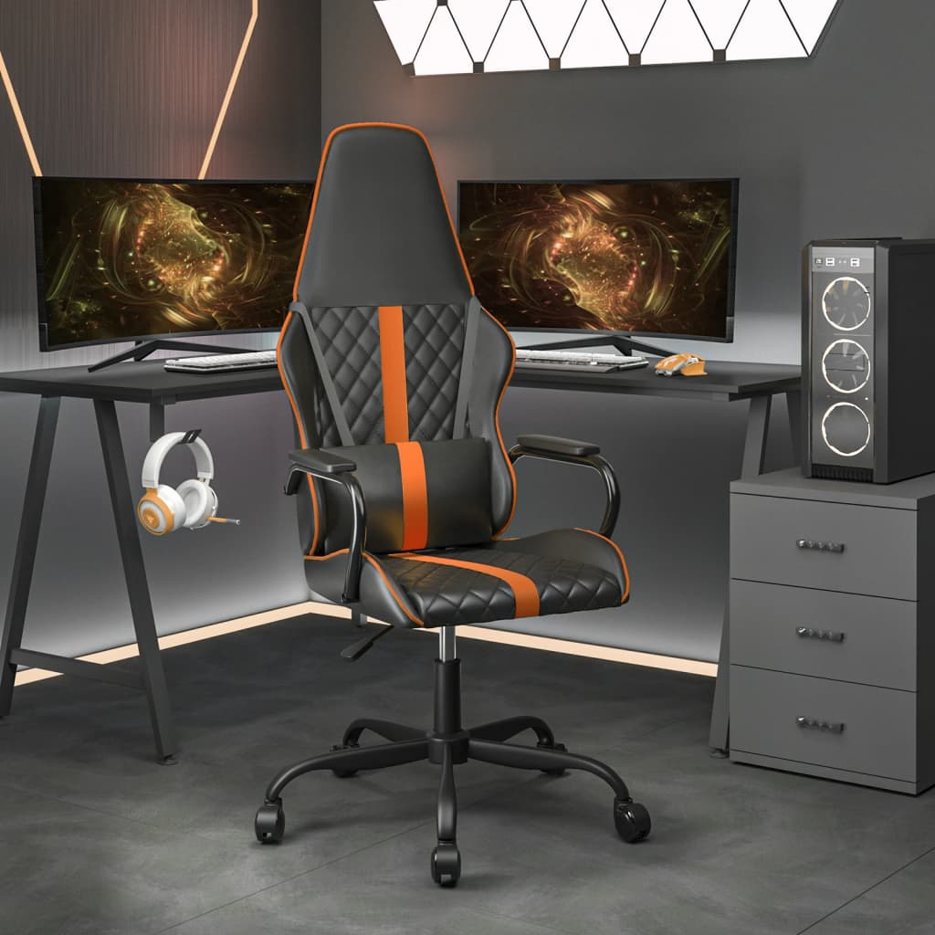 Scaun De Gaming De Masaj, Negru Și , Piele Ecologică