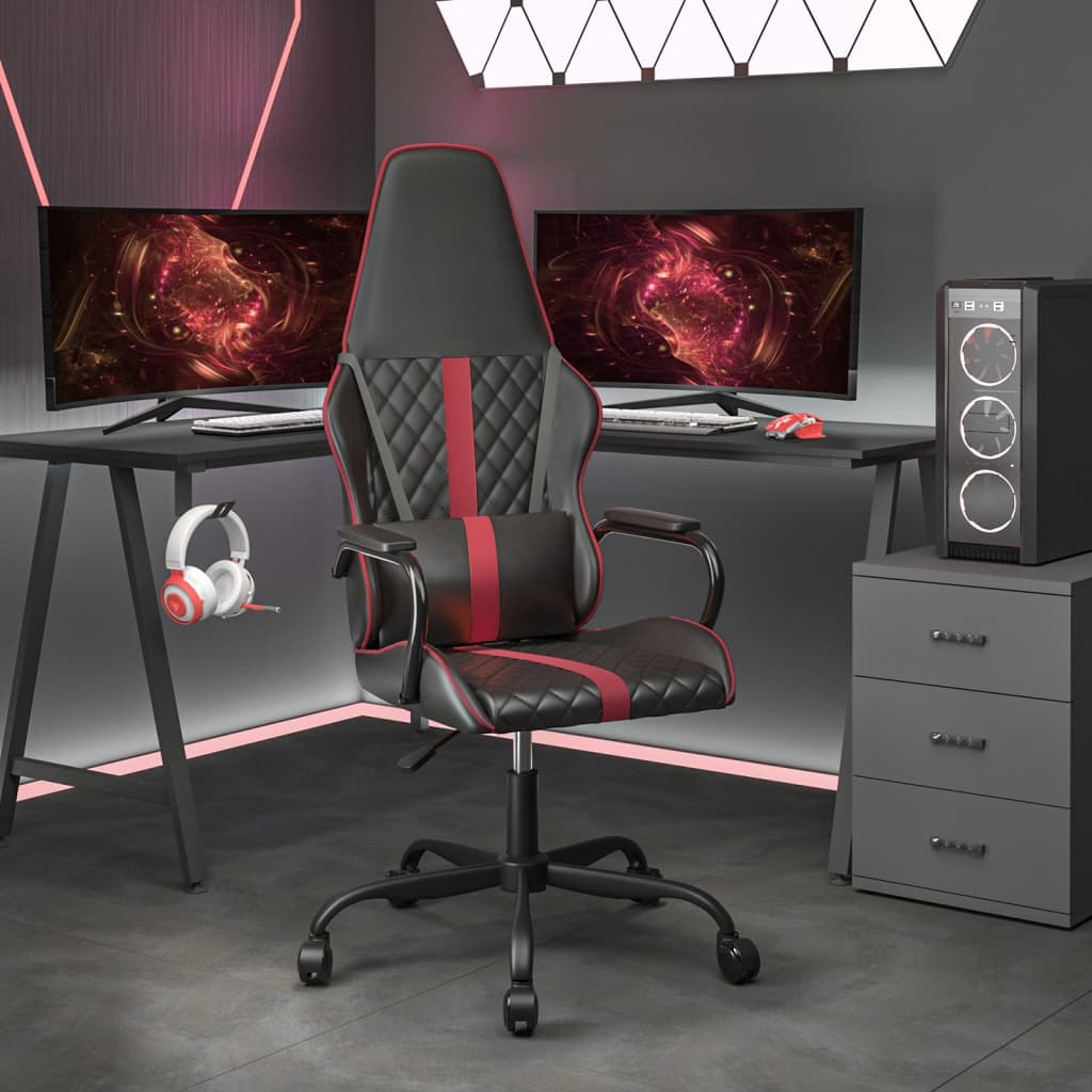 Scaun De Gaming De Masaj, Negru Și , Piele Ecologică