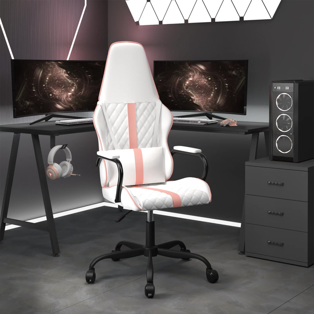 Scaun De Gaming De Masaj, Negru Și , Piele Ecologică