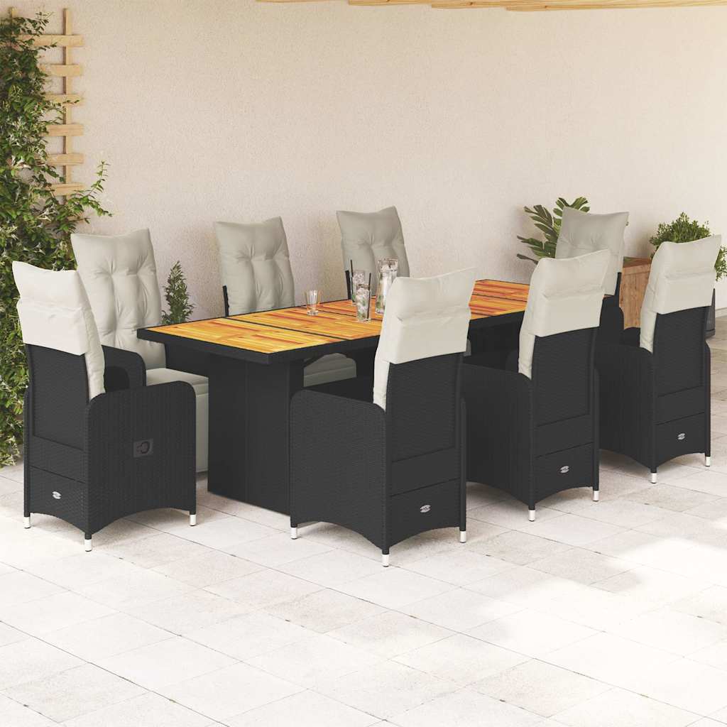 Set Bistro De Grădină Cu Perne, 11 Piese, , Poliratan