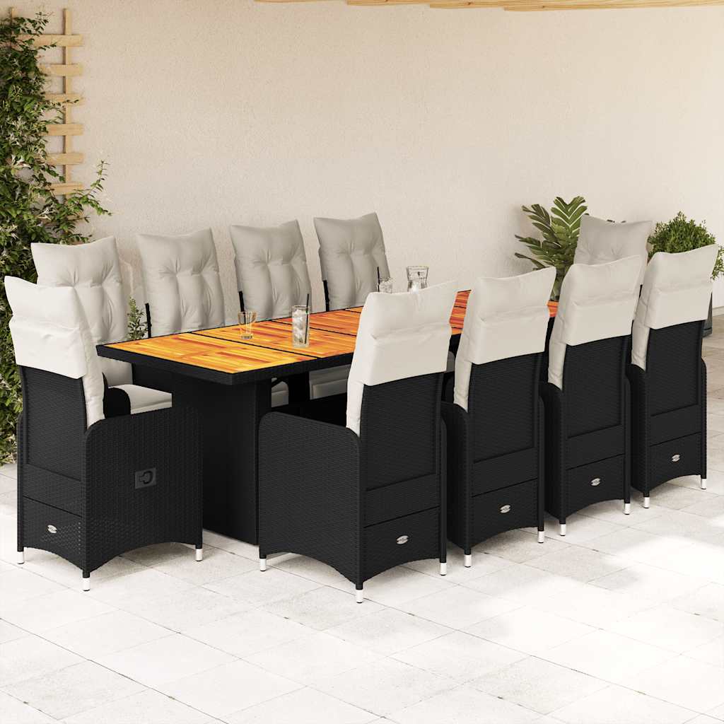 Set Bistro De Grădină Cu Perne, 11 Piese, , Poliratan