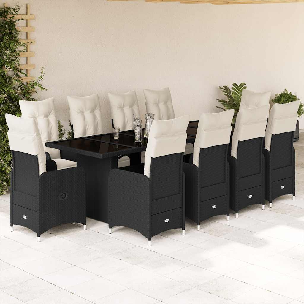 Set Bistro De Grădină Cu Perne, 11 Piese, , Poliratan