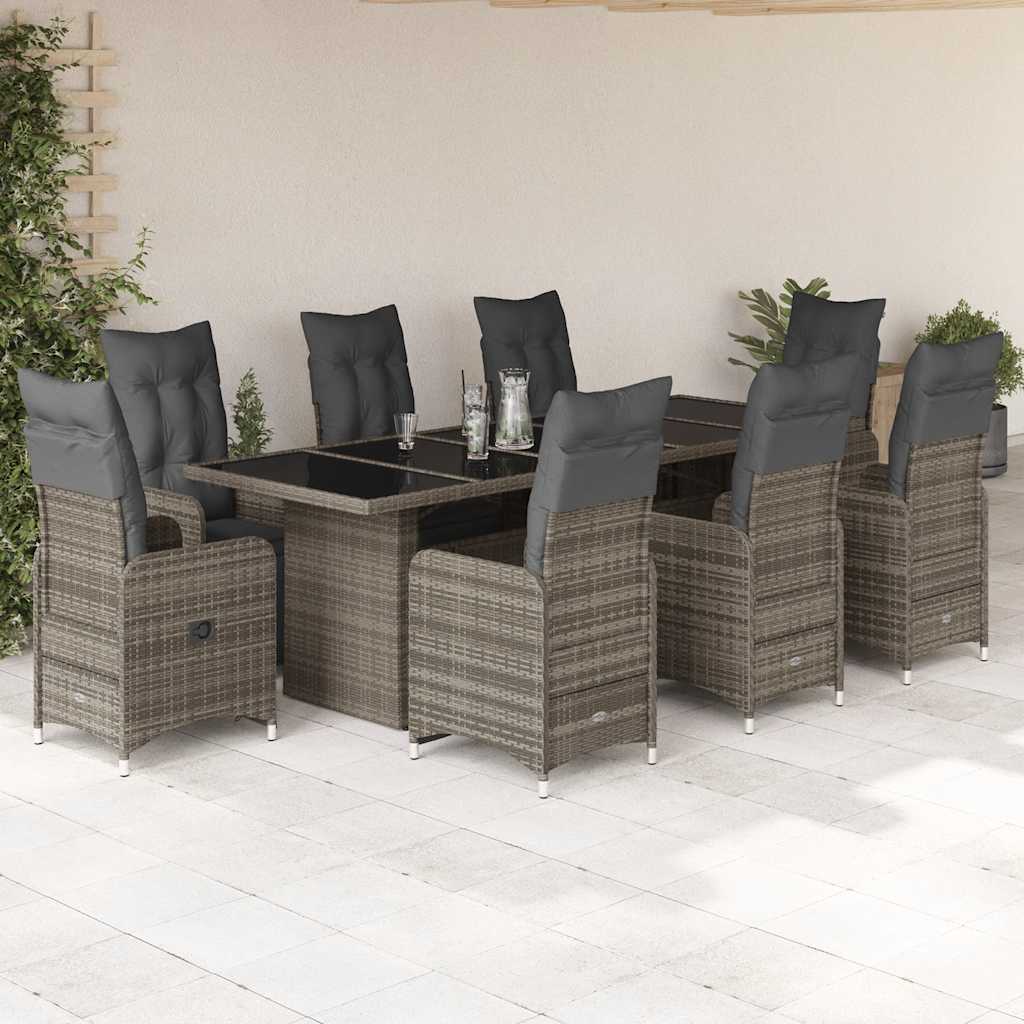 Set Bistro De Grădină Cu Perne, 11 Piese, , Poliratan