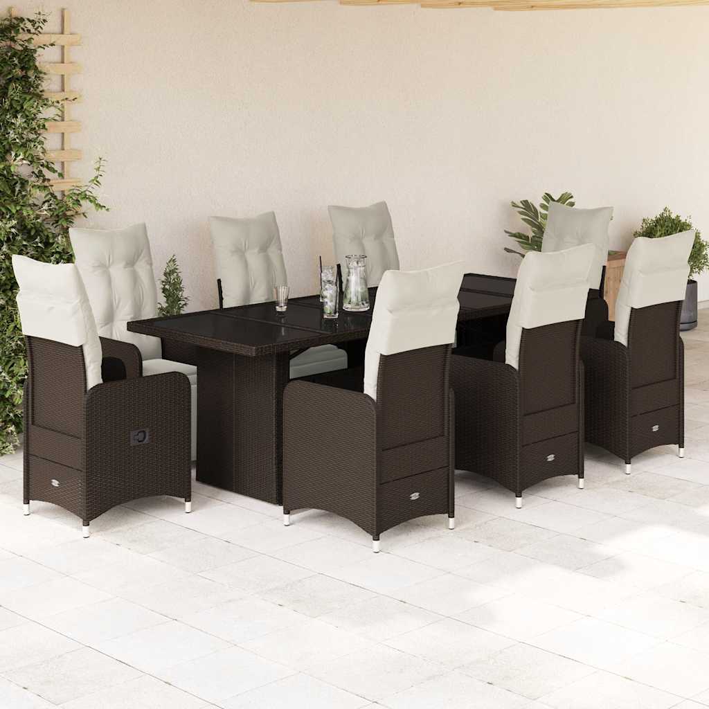 Set Bistro De Grădină Cu Perne, 11 Piese, , Poliratan
