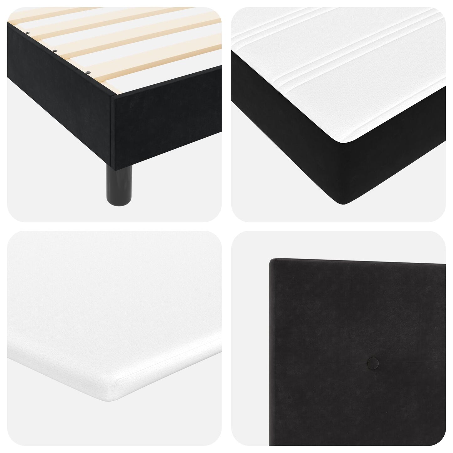 Pat Cu Saltea Tip Box Spring Negru Super King Catifea