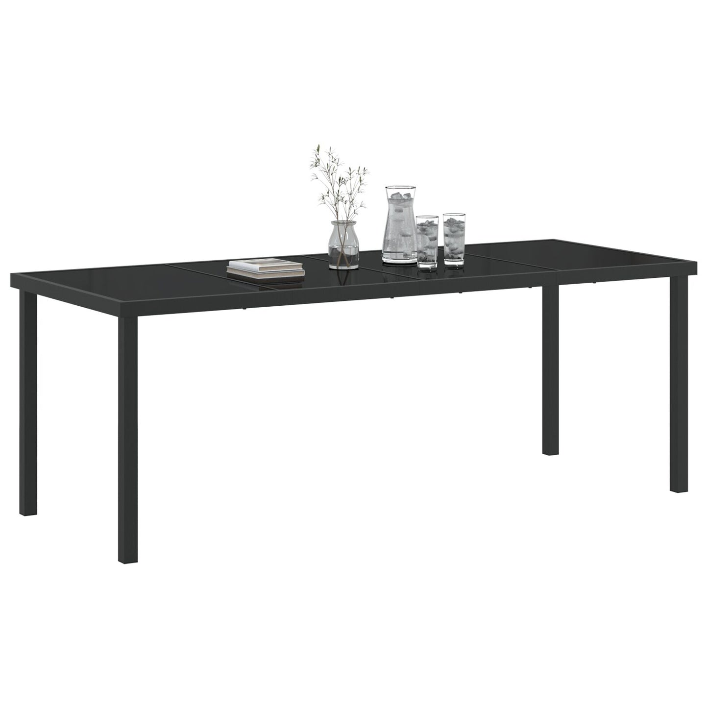 Masă De Grădină Neagră 200X80X73 Cm Sticlă Întărită