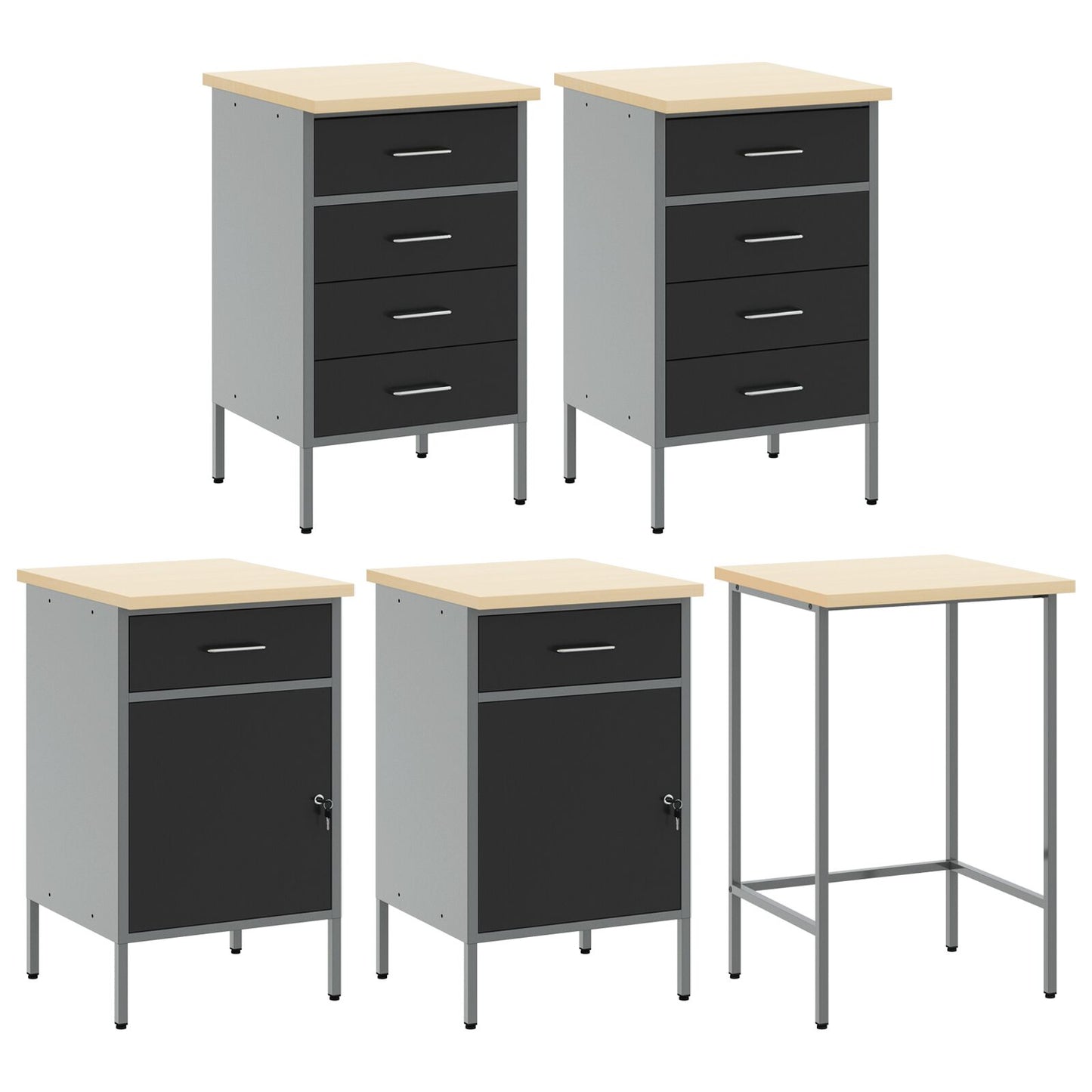 Set De Birou Și Panou Cu Umerașe 12 Piese Negru Mdf Și Metal