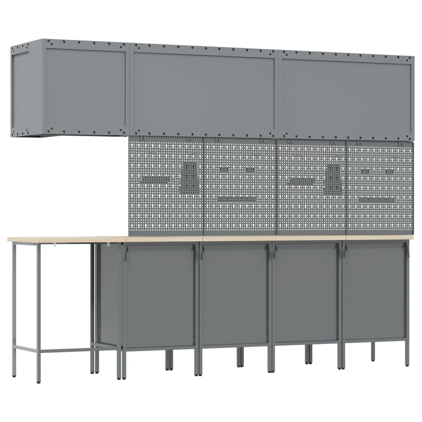Set De Birou Și Panou Cu Umerașe 12 Piese Negru Mdf Și Metal