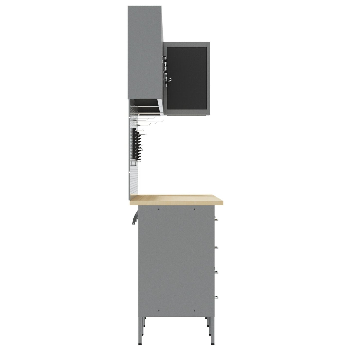 Set De Birou Și Panou Cu Umerașe 12 Piese Negru Mdf Și Metal