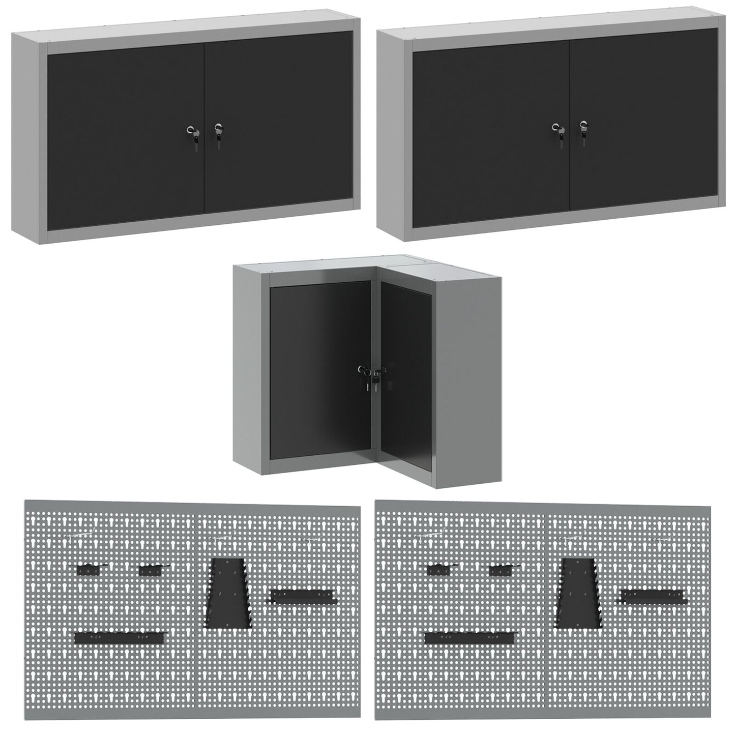 Set De Birou Și Panou Cu Umerașe 12 Piese Negru Mdf Și Metal