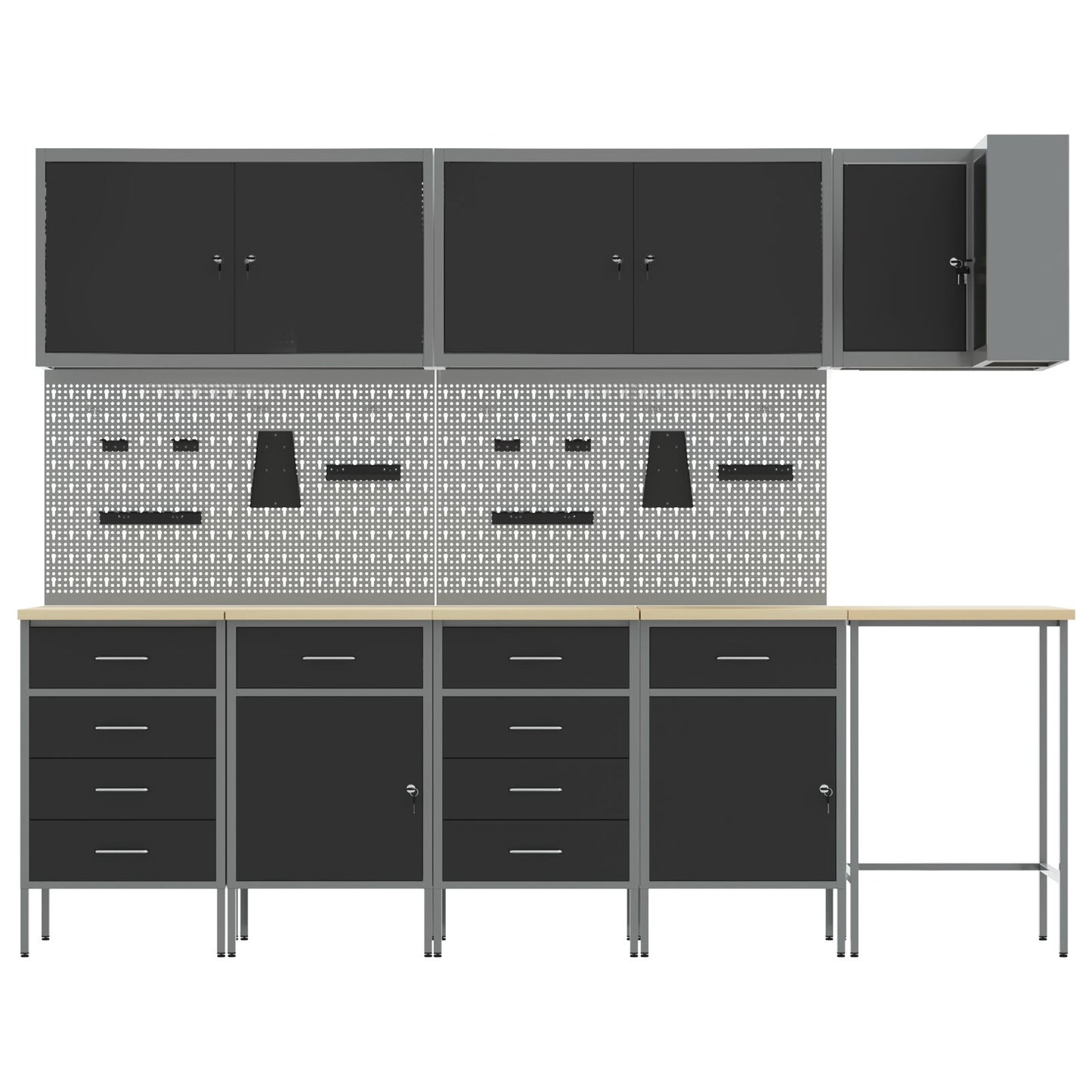 Set De Birou Și Panou Cu Umerașe 12 Piese Negru Mdf Și Metal