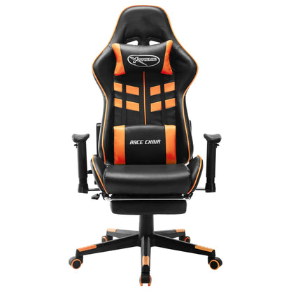 Scaun Gaming Cu Suport Picioare, Negru/Oranj, Piele Ecologică