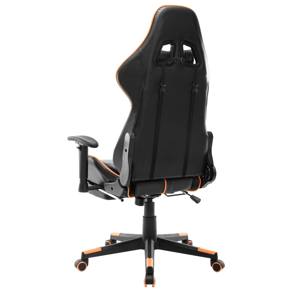 Scaun Gaming Cu Suport Picioare, Negru/Oranj, Piele Ecologică