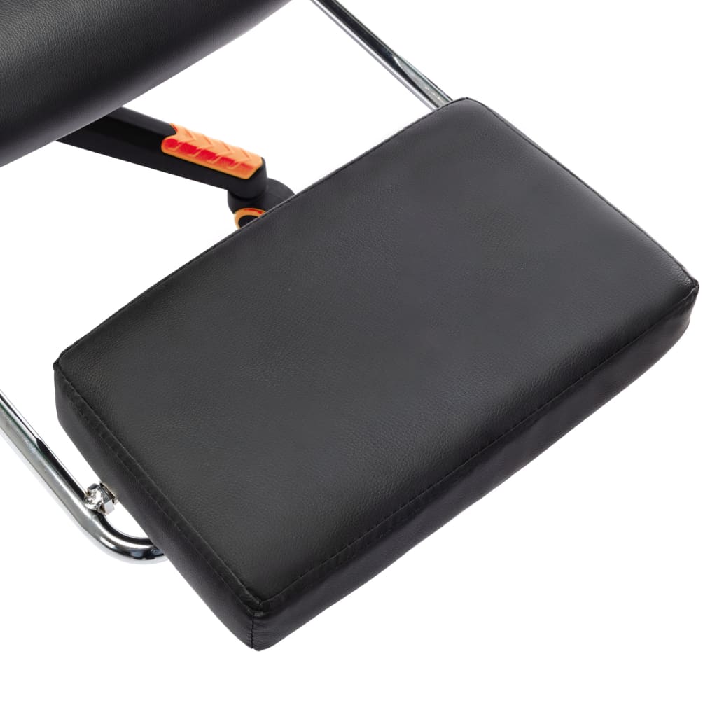 Scaun Gaming Cu Suport Picioare, Negru/Oranj, Piele Ecologică