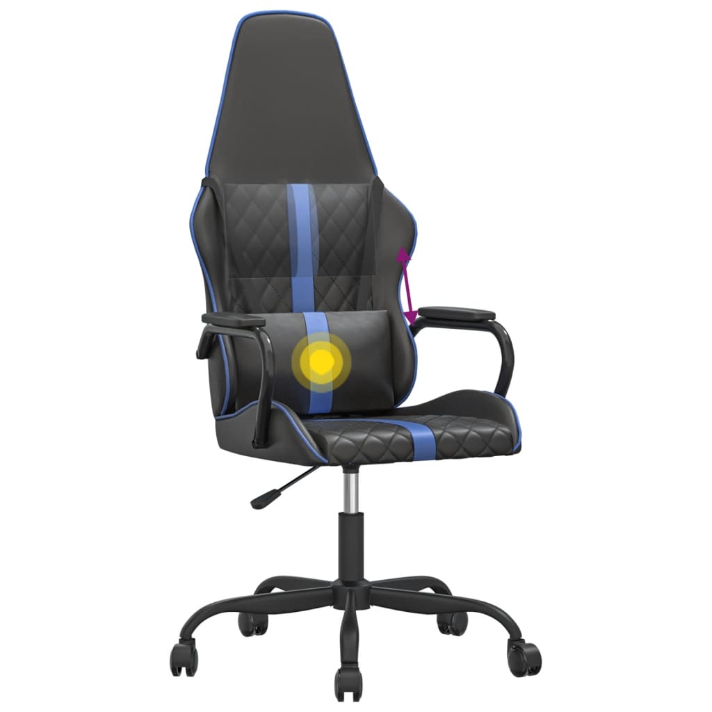 Scaun De Gaming De Masaj, Negru Și , Piele Ecologică