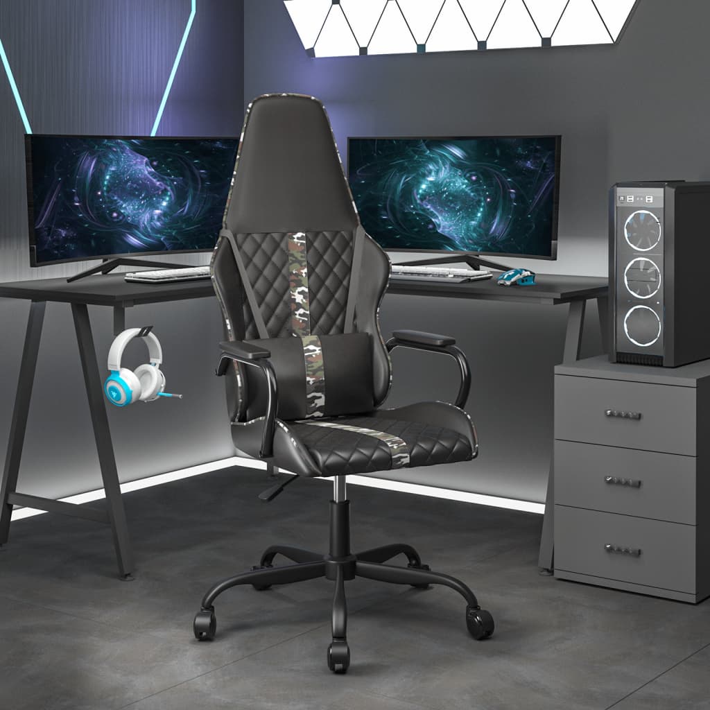 Scaun De Gaming De Masaj, Negru Și , Piele Ecologică