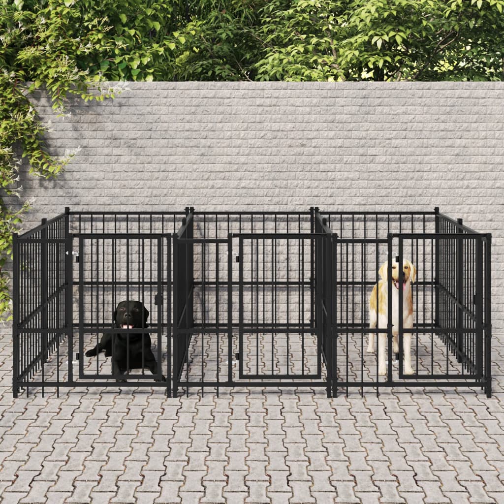 Padoc Pentru Câini De Exterior Cu Acoperiș, 13,14 M², Oțel