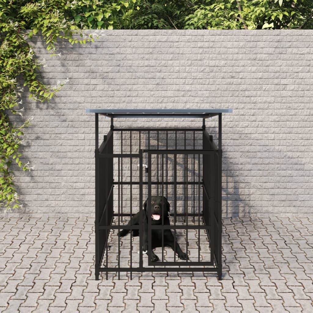 Padoc Pentru Câini De Exterior Cu Acoperiș, 13,14 M², Oțel
