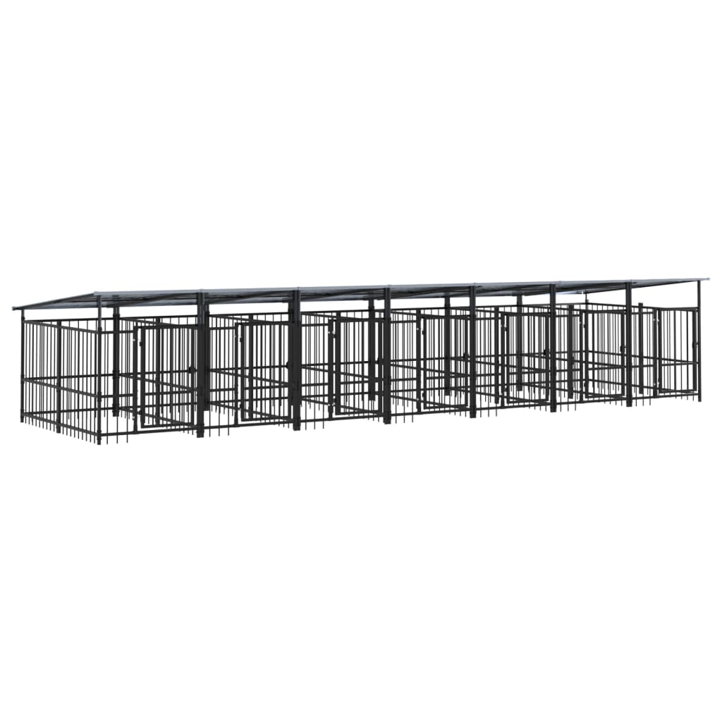 Padoc Pentru Câini De Exterior Cu Acoperiș, 13,14 M², Oțel