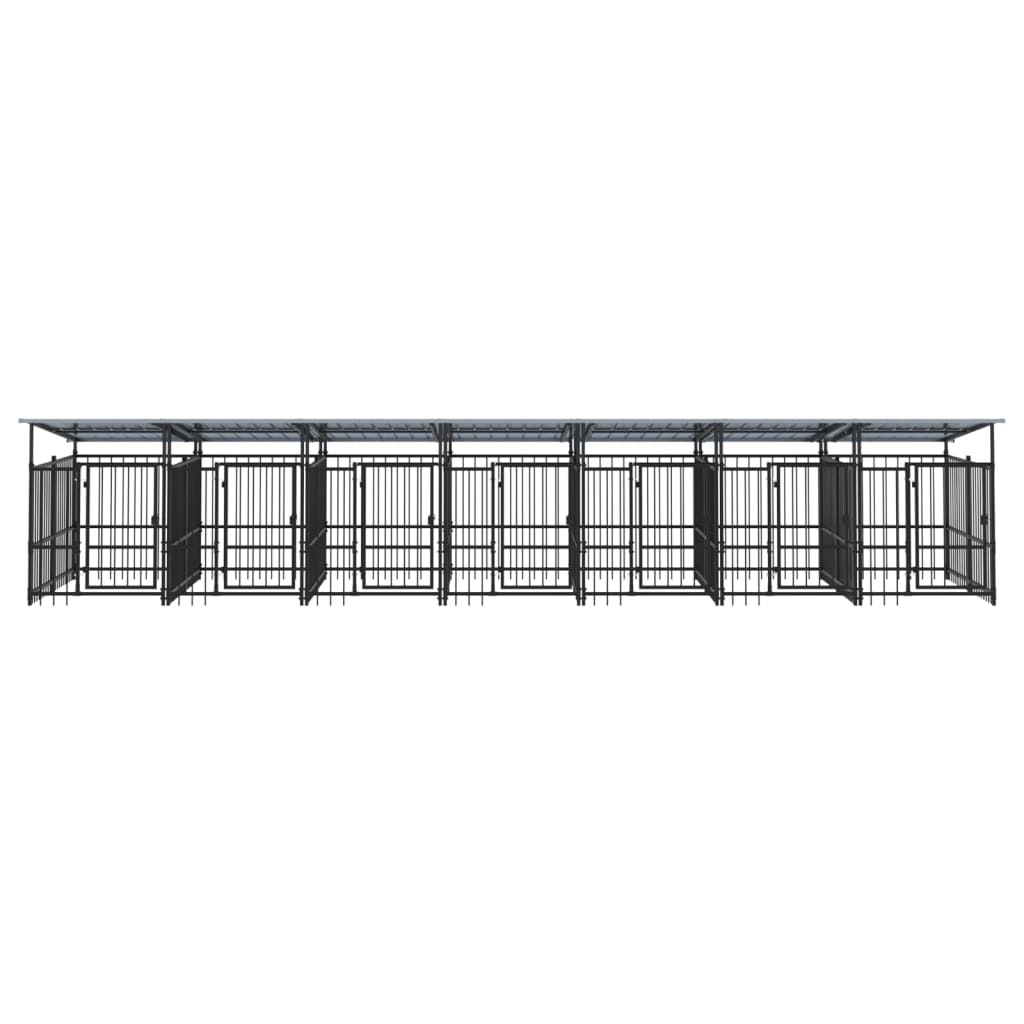 Padoc Pentru Câini De Exterior Cu Acoperiș, 13,14 M², Oțel