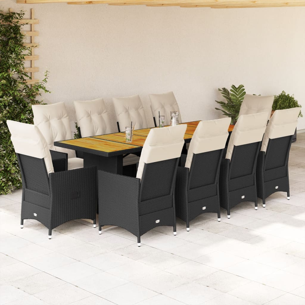 Set Bistro De Grădină Cu Perne, 11 Piese, , Poliratan