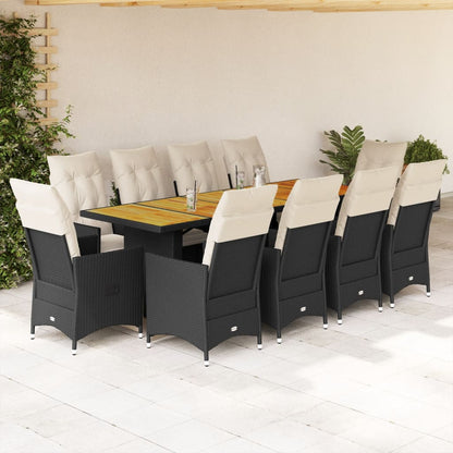 Set Bistro De Grădină Cu Perne, 11 Piese, , Poliratan
