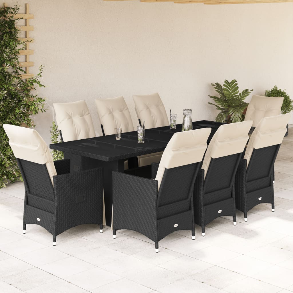 Set Bistro De Grădină Cu Perne, 11 Piese, , Poliratan