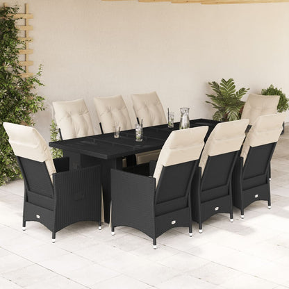 Set Bistro De Grădină Cu Perne, 11 Piese, , Poliratan