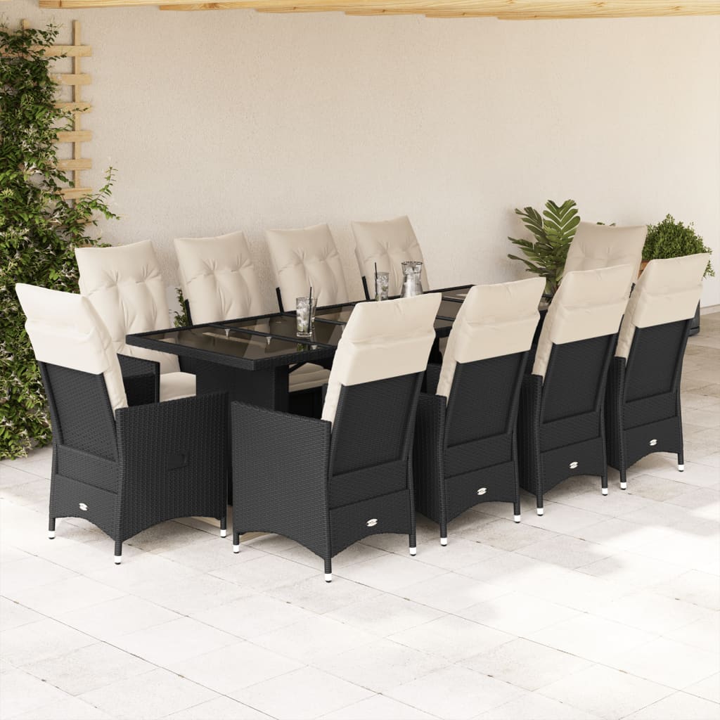 Set Bistro De Grădină Cu Perne, 11 Piese, , Poliratan