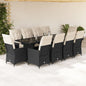 Set Bistro De Grădină Cu Perne, 11 Piese, , Poliratan