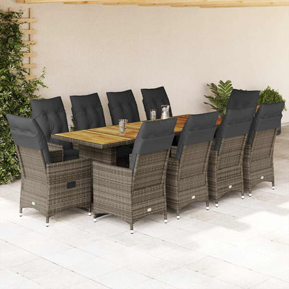 Set Bistro De Grădină Cu Perne, 11 Piese, , Poliratan