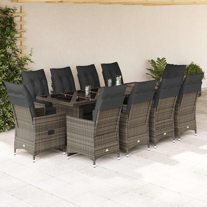 Set Bistro De Grădină Cu Perne, 11 Piese, , Poliratan