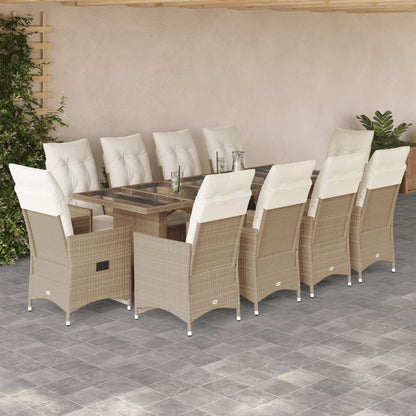 Set Bistro De Grădină Cu Perne, 11 Piese, , Poliratan