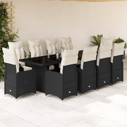 Set Bistro De Grădină Cu Perne, 11 Piese, , Poliratan