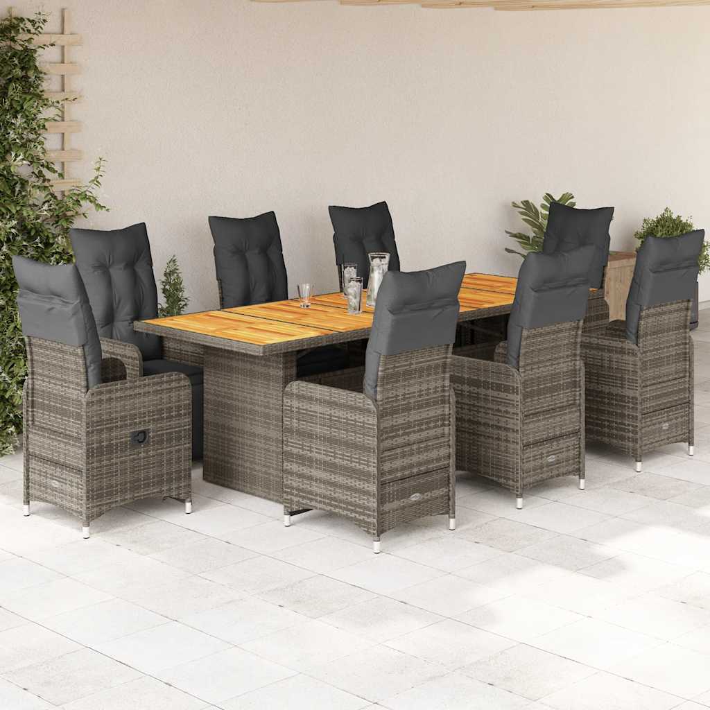 Set Bistro De Grădină Cu Perne, 11 Piese, , Poliratan