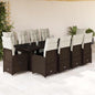 Set Bistro De Grădină Cu Perne, 11 Piese, , Poliratan