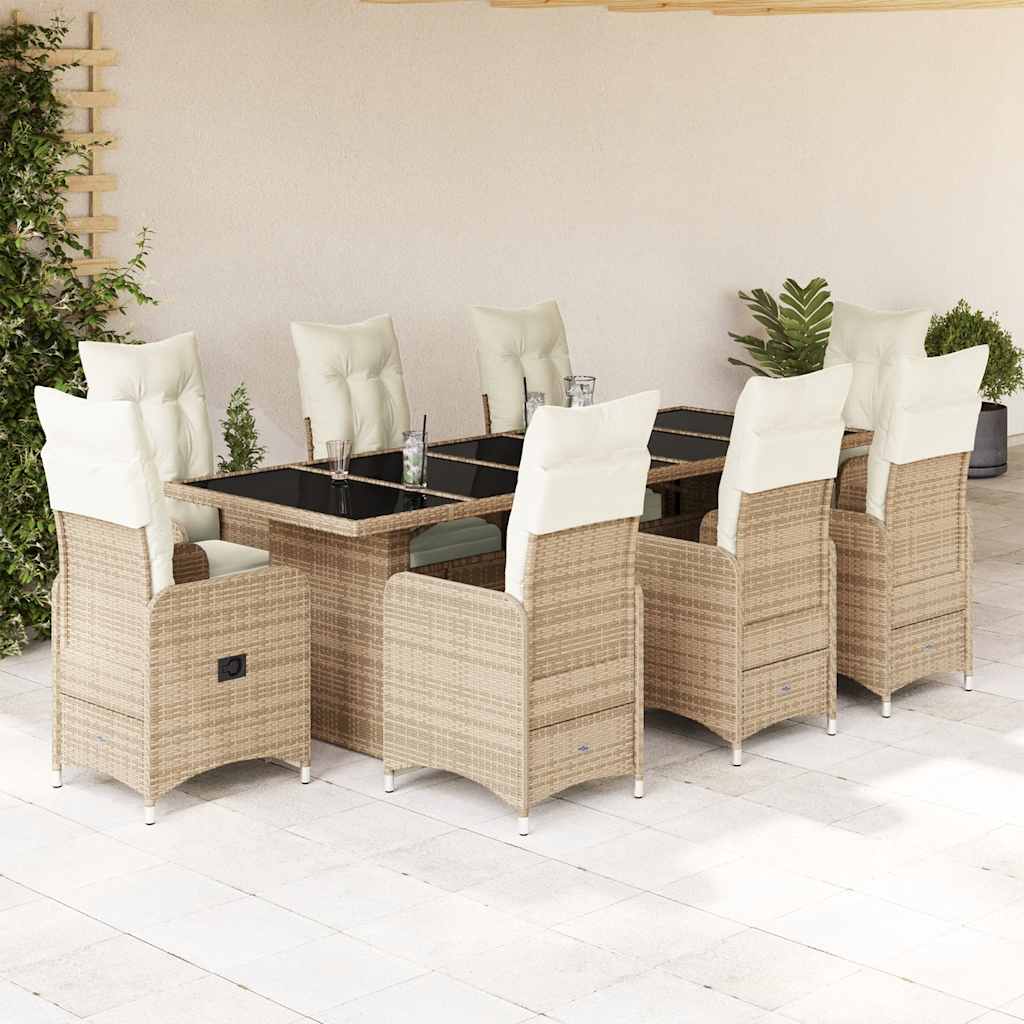 Set Bistro De Grădină Cu Perne, 11 Piese, , Poliratan