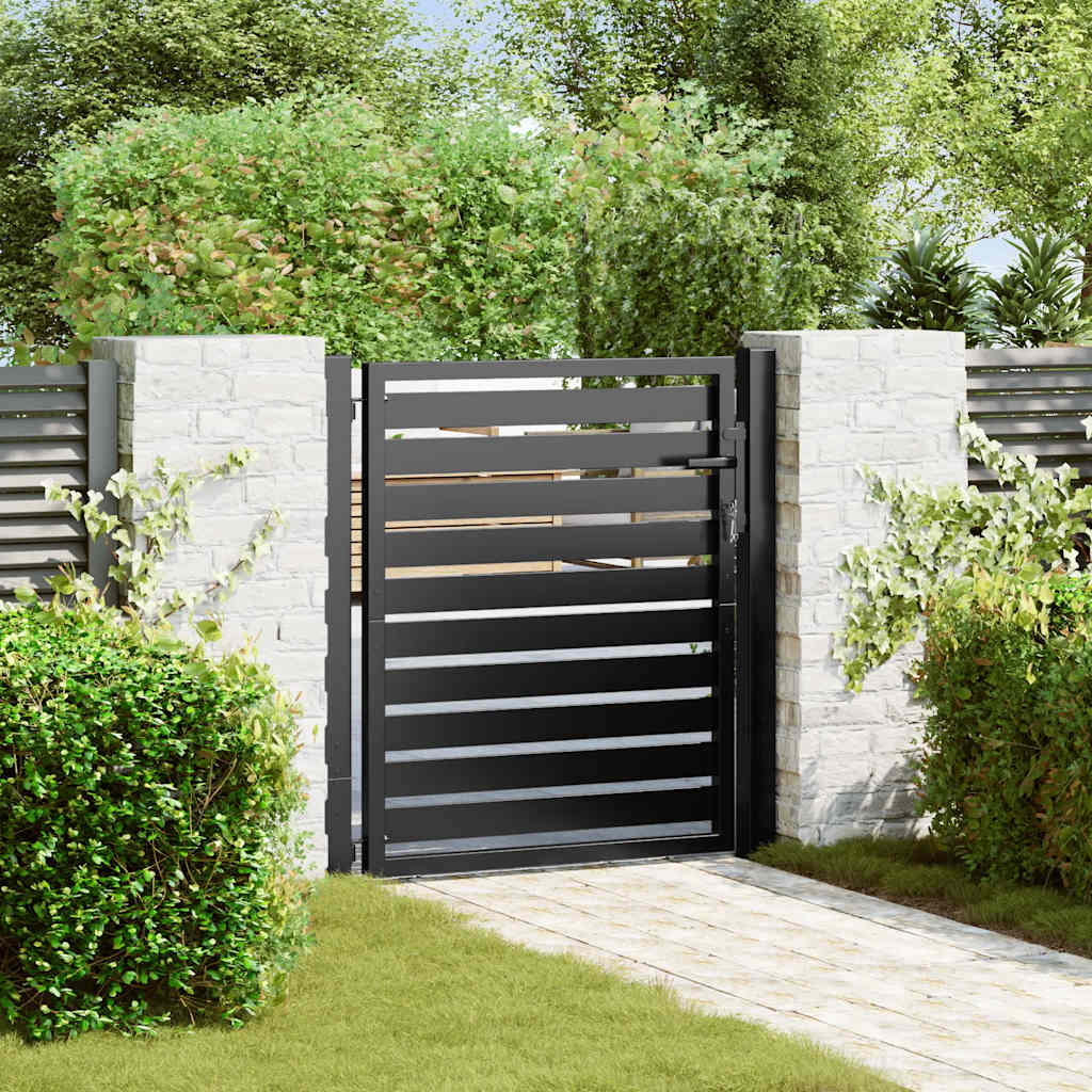 Poarta De Gradina Incuiata Neagra Aluminiu