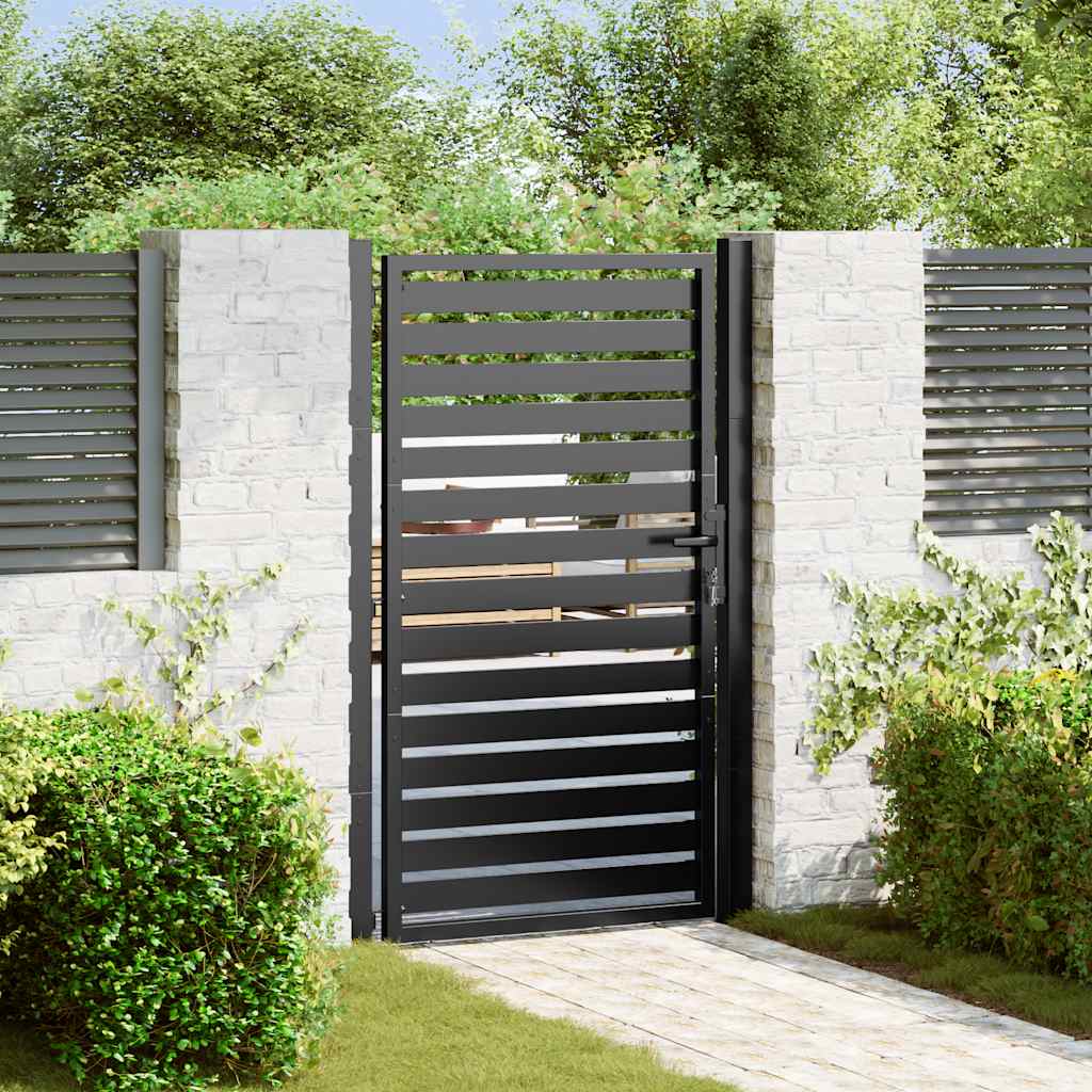 Poarta De Gradina Incuiata Neagra Aluminiu