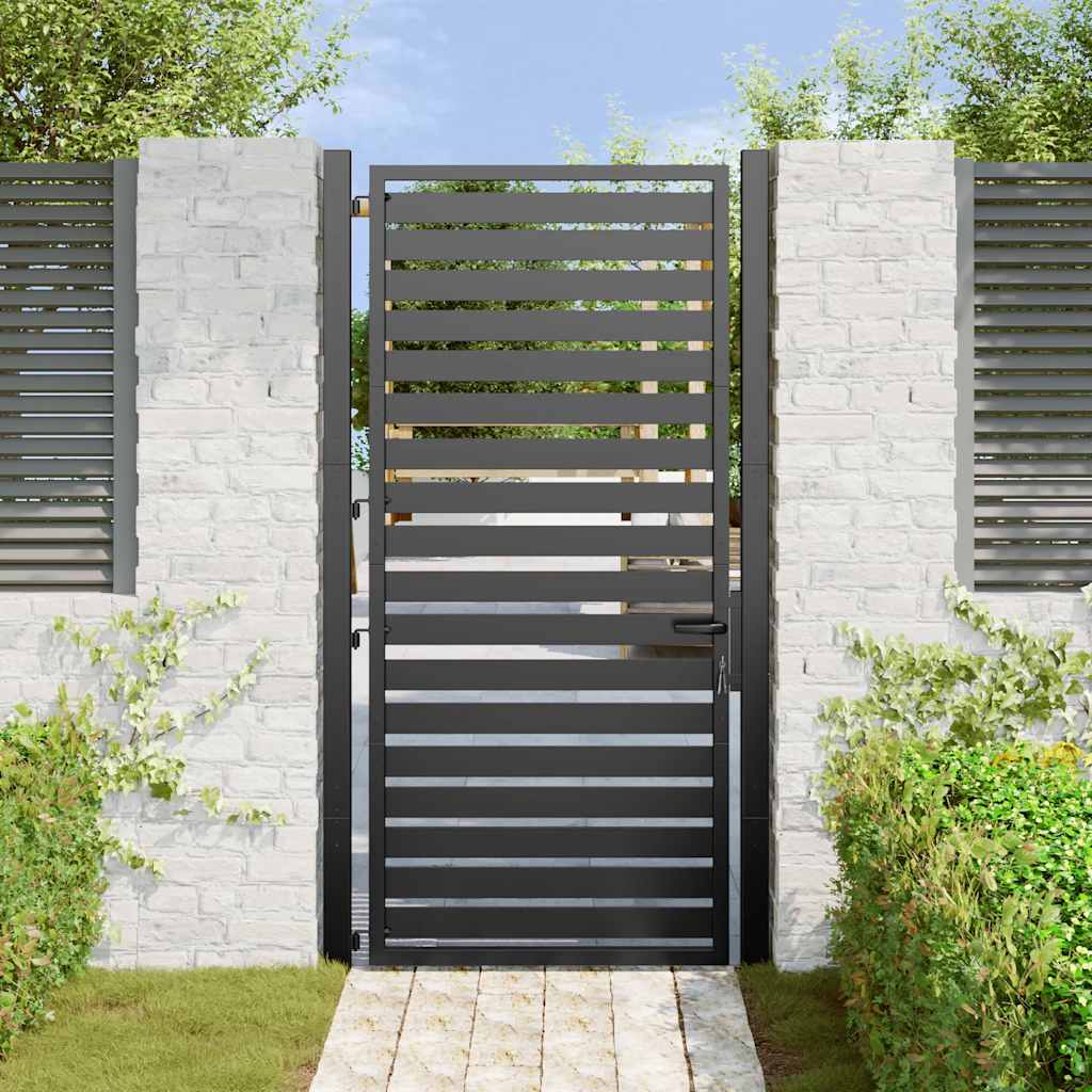 Poarta De Gradina Incuiata Neagra Aluminiu