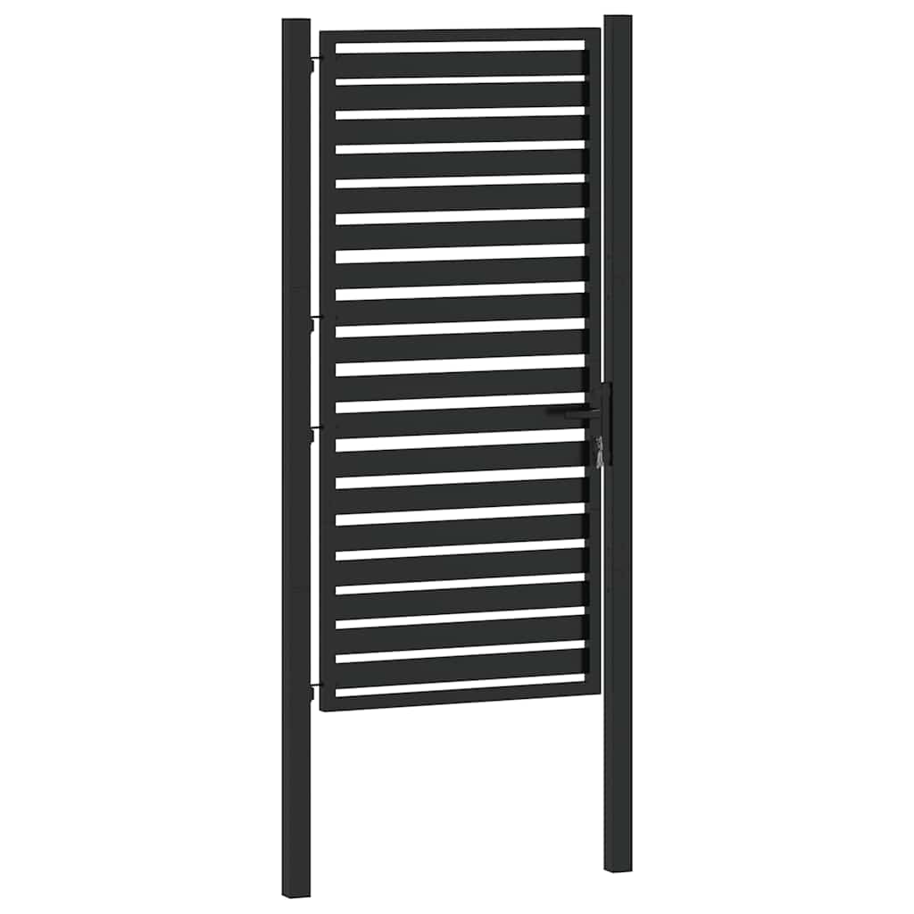 Poarta De Gradina Incuiata Neagra Aluminiu