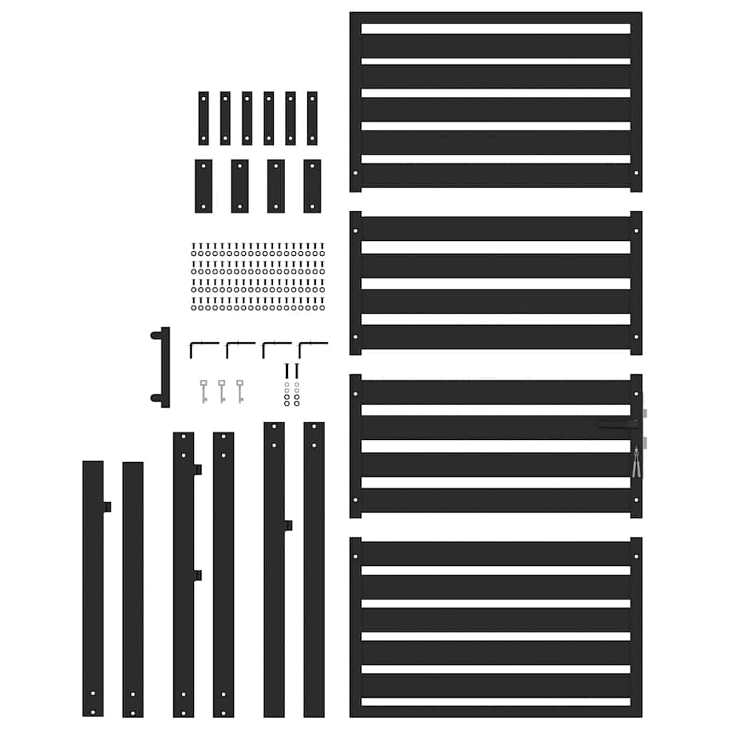 Poarta De Gradina Incuiata Neagra Aluminiu