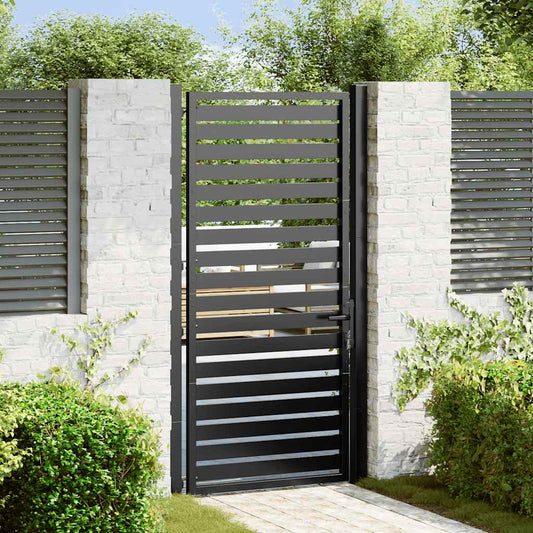 Poarta De Gradina Incuiata Neagra Aluminiu