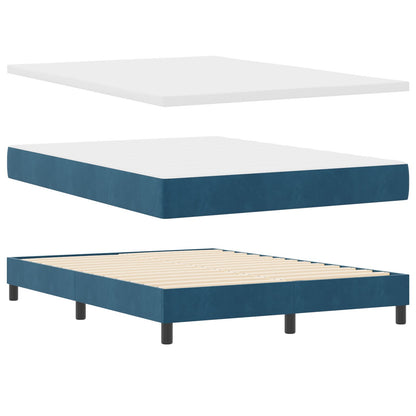 Pat Box Spring Cu Saltea Albastru Întunecat 160X200 Cm Catifea