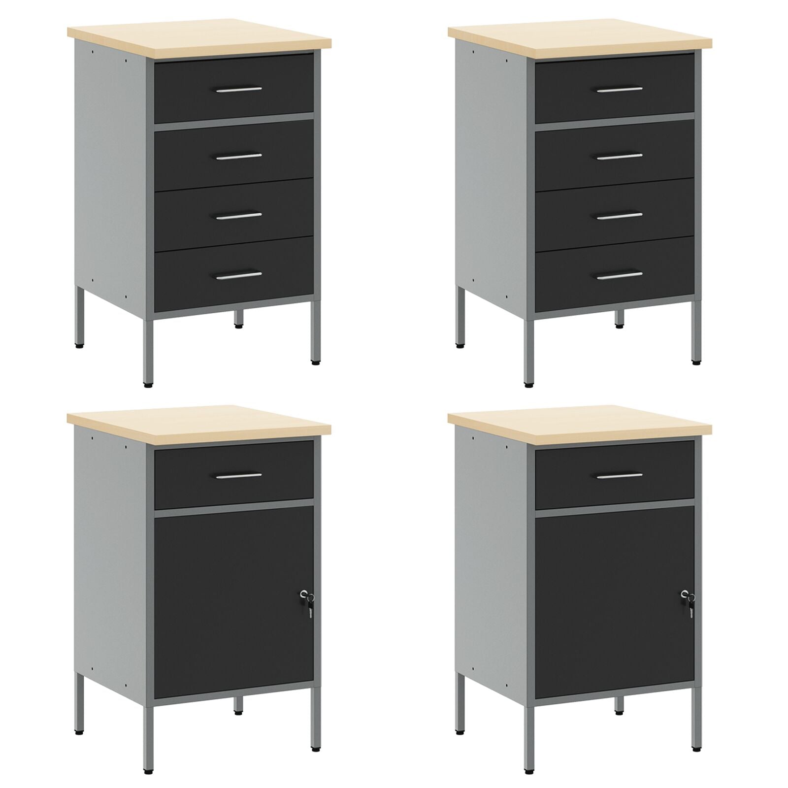 Set Birou Cu Pegboard , 10 Piese, Mdf Și Metal Negru
