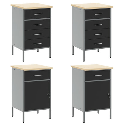 Set Birou Cu Pegboard , 10 Piese, Mdf Și Metal Negru