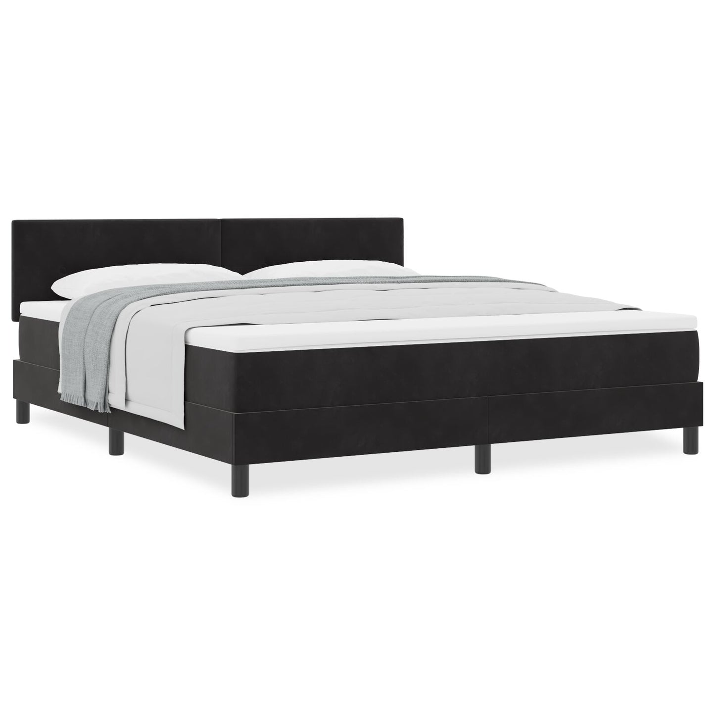 Pat Cu Saltea Tip Box Spring Negru Super King Catifea
