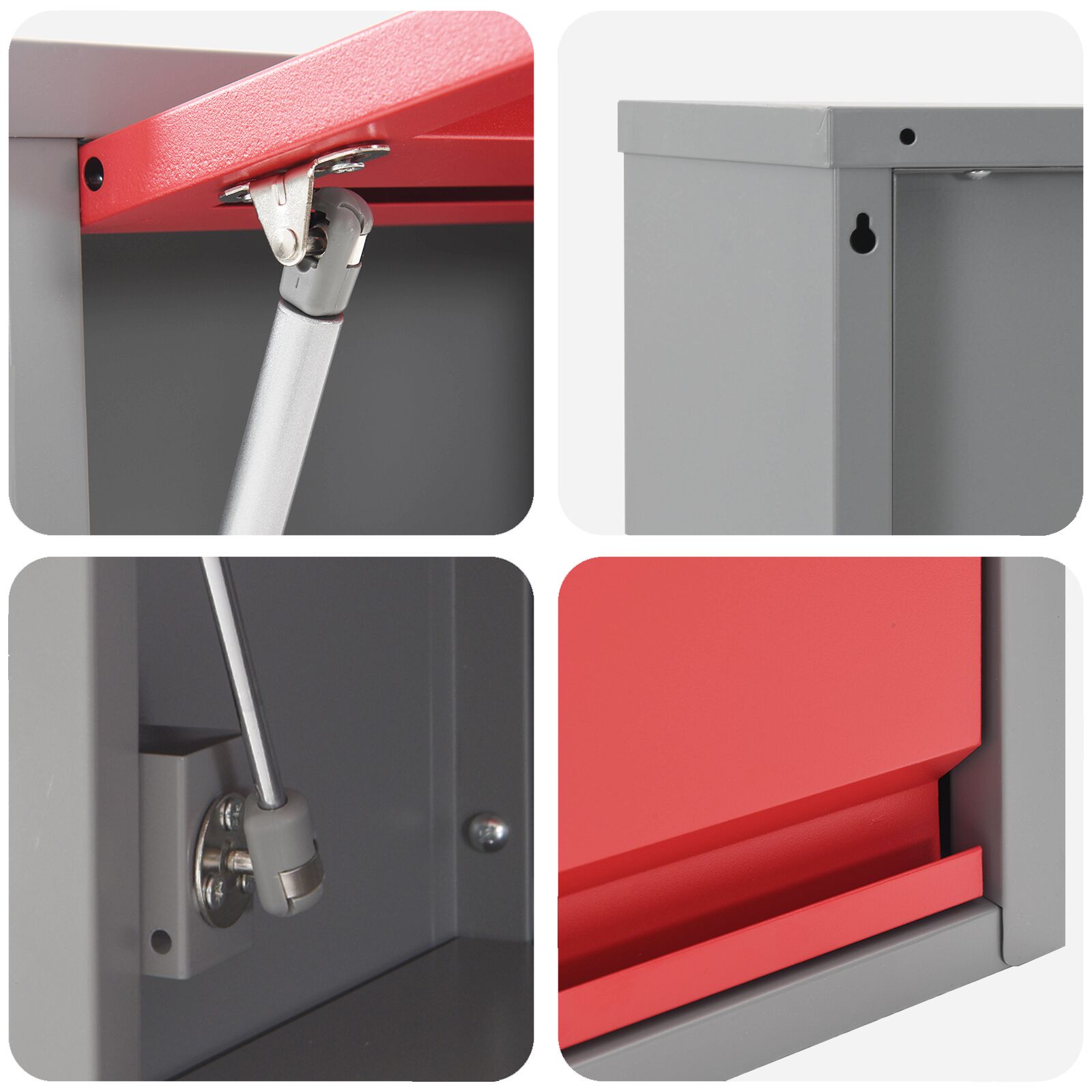 Set Birou Și Panou 10 Piese  Roșu Mdf Și Metal