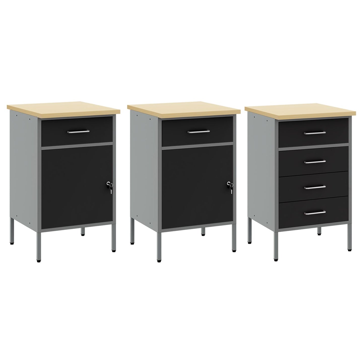 Set Birou Și Tablă Pegboard , 8 Piese, Mdf Negru Și Metal